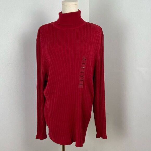 Lane Bryant Womens 22/24W Red Turtleneck Ribbed Base layer Top Career Casual - Picture 1 of 10